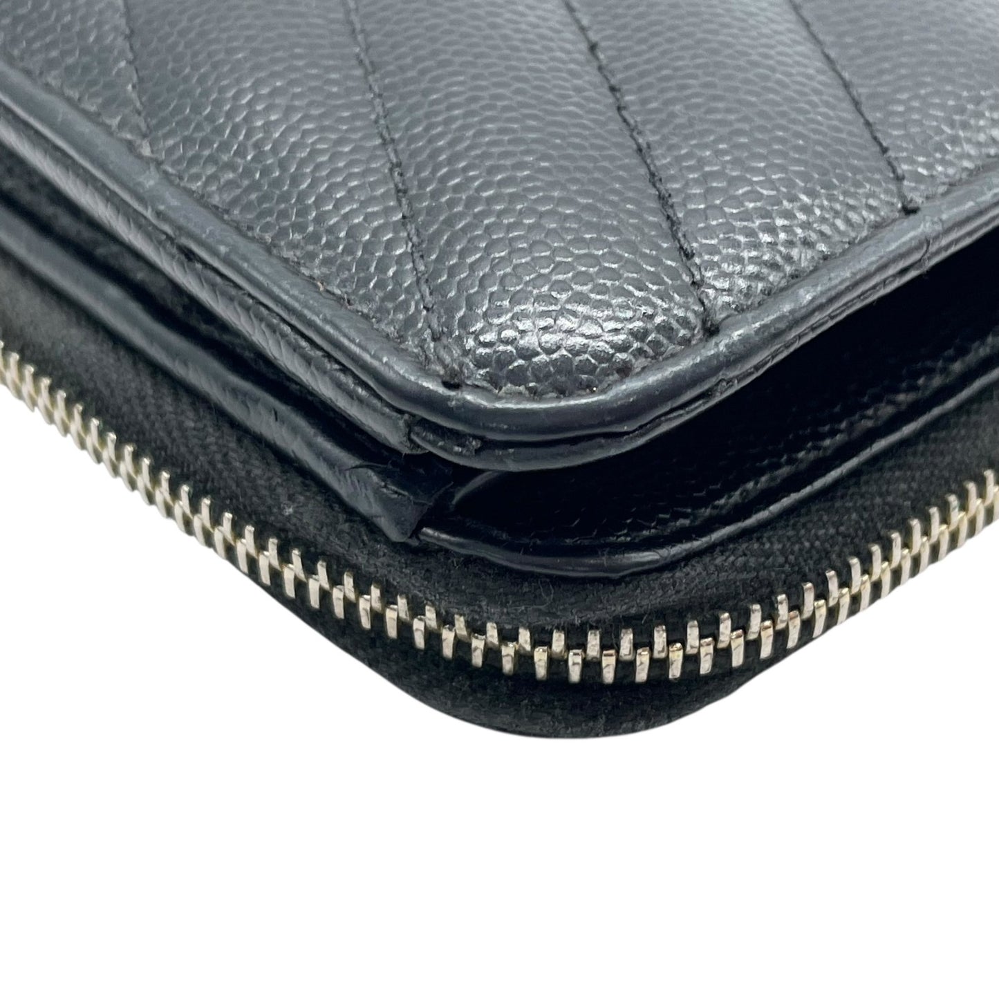 Authentic Saint Laurent Paris Compact Wallet Black YSL Large Logo Caviar Leather Gold Hardware Women