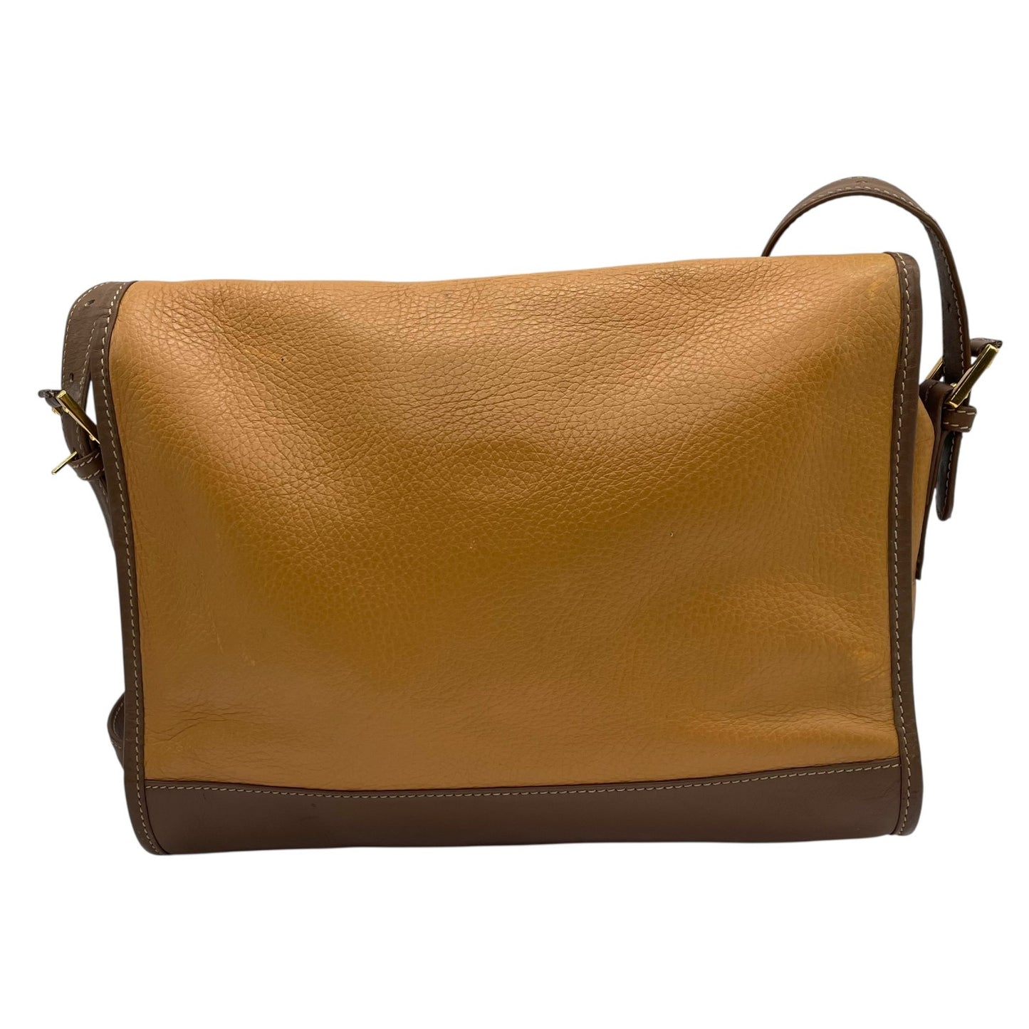 Authentic LOEWE Anagram Leather Shoulder Bag Camel Brown Embossed Logo Crossbody Vintage Archive Women