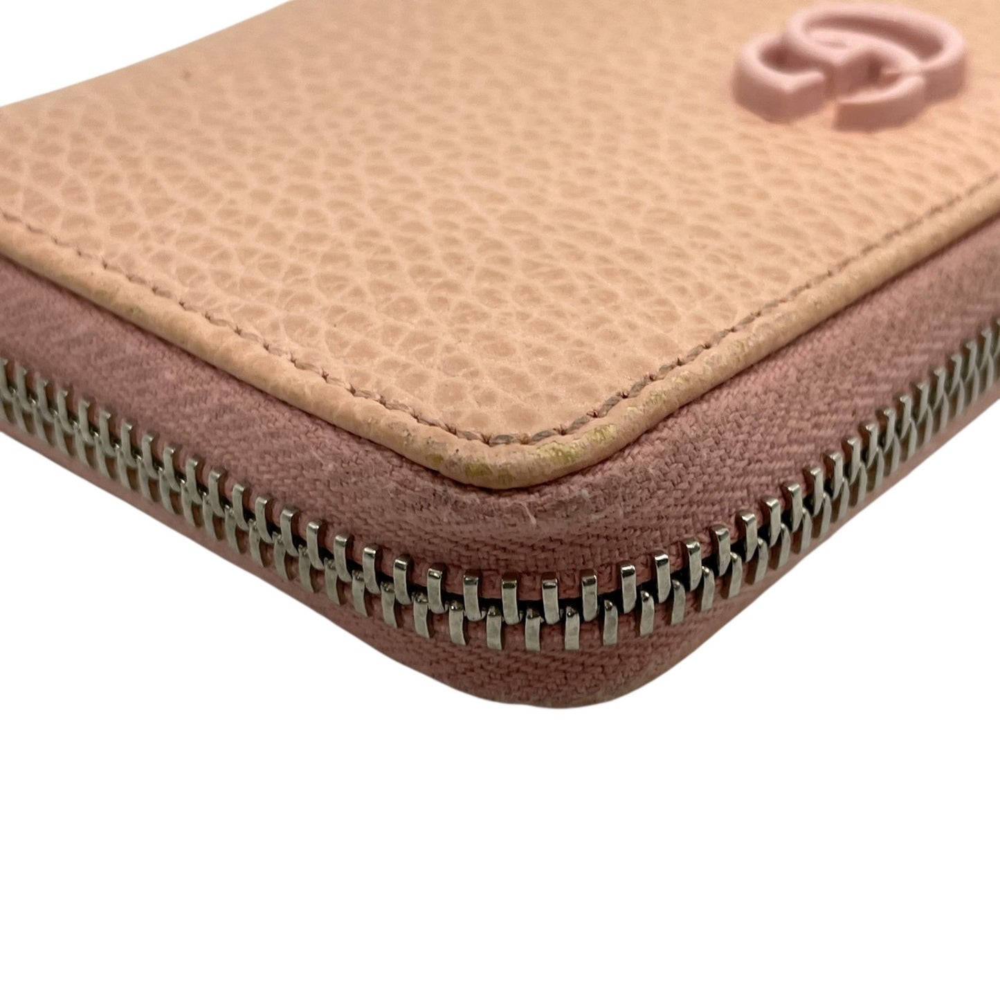 極美品 グッチ GUCCI カードケース 644412 レザー ピンクベージュ ダブルG マーモント コインケース ミニ財布 コンパクト ウォレット 小銭入れ M2