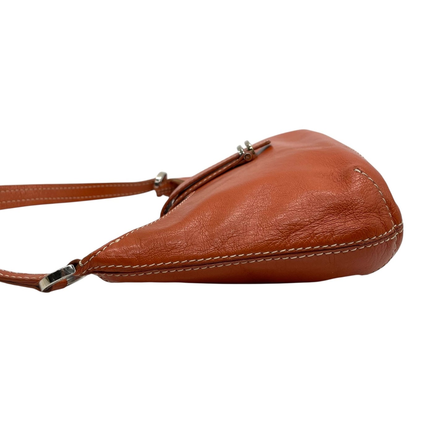 CELINE セリーヌ ショルダーバッグ ワンショルダー ベルトデザイン オレンジ ヴィンテージ シルバー金具 本革 レザー K6