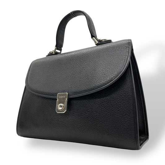 美品 BURBERRYS バーバリーズ フォーマル 2WAY ハンドバッグ ショルダーバッグ シボ革 レザー ブラック シルバー金具 ノバチェック シャドーホース ヴィンテージ C5