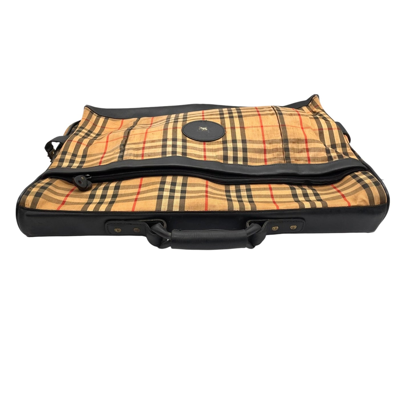 BURBERRY バーバリー ガーメントバッグ ノバチェック トラベルバッグ ベージュ ブラック キャンバス レザー ゴールド金具 ヴィンテージ メンズ X