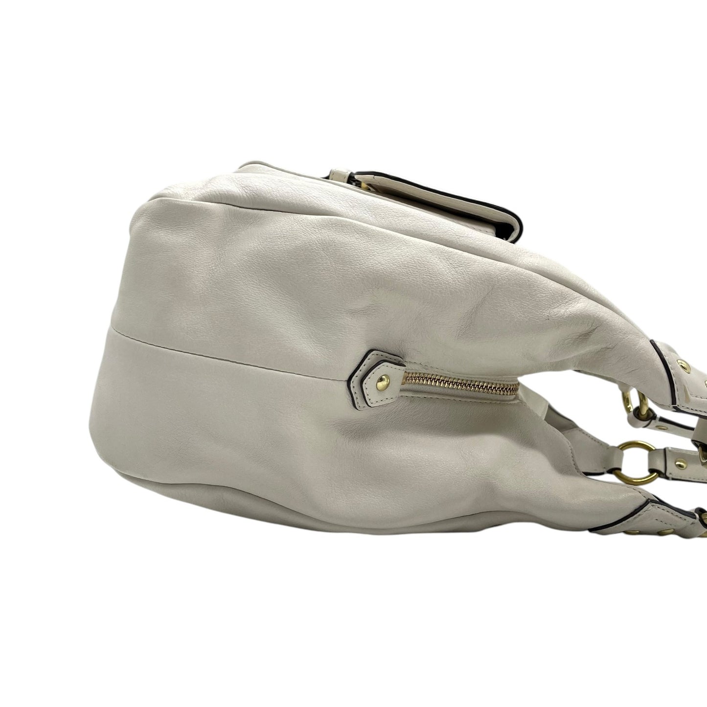 コーチ COACH ショルダーバッグ ワンショルダー レザー 白 ホワイト バックルデザイン 金金具 ゴールド金具 レディース T3