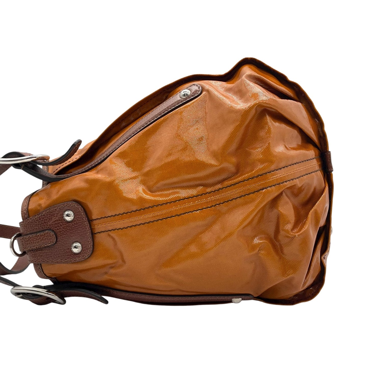 トッズ TOD’S レザー×ナイロン 2WAY トートバッグ ショルダーバッグ 茶色 ブラウン 光沢 大容量 レディース S95