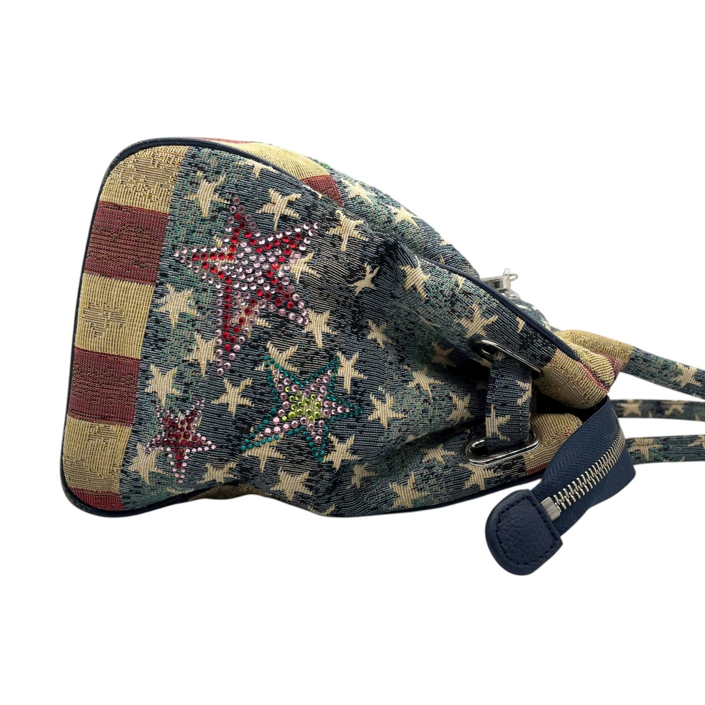 シンクビー Think Bee! ハンドバッグ トートバッグ アメリカ国旗 星柄 ラインストーン スパンコール マルチカラー デニム S90