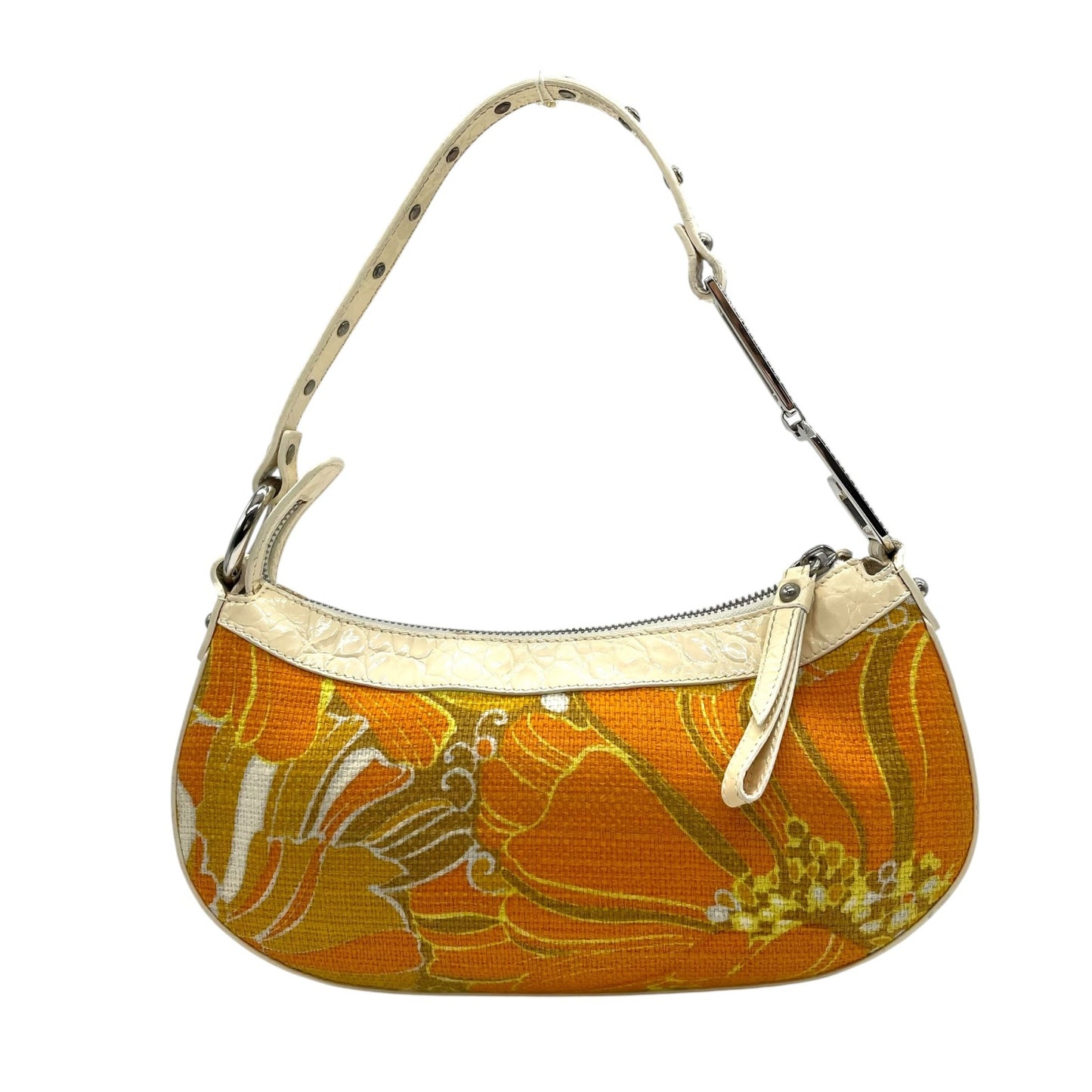 ドルチェ＆ガッバーナ DOLCE & GABBANA D&G ドルガバ ミニバッグ ワンショルダー クロコ型押し フラワー柄 オレンジ イエロー C5