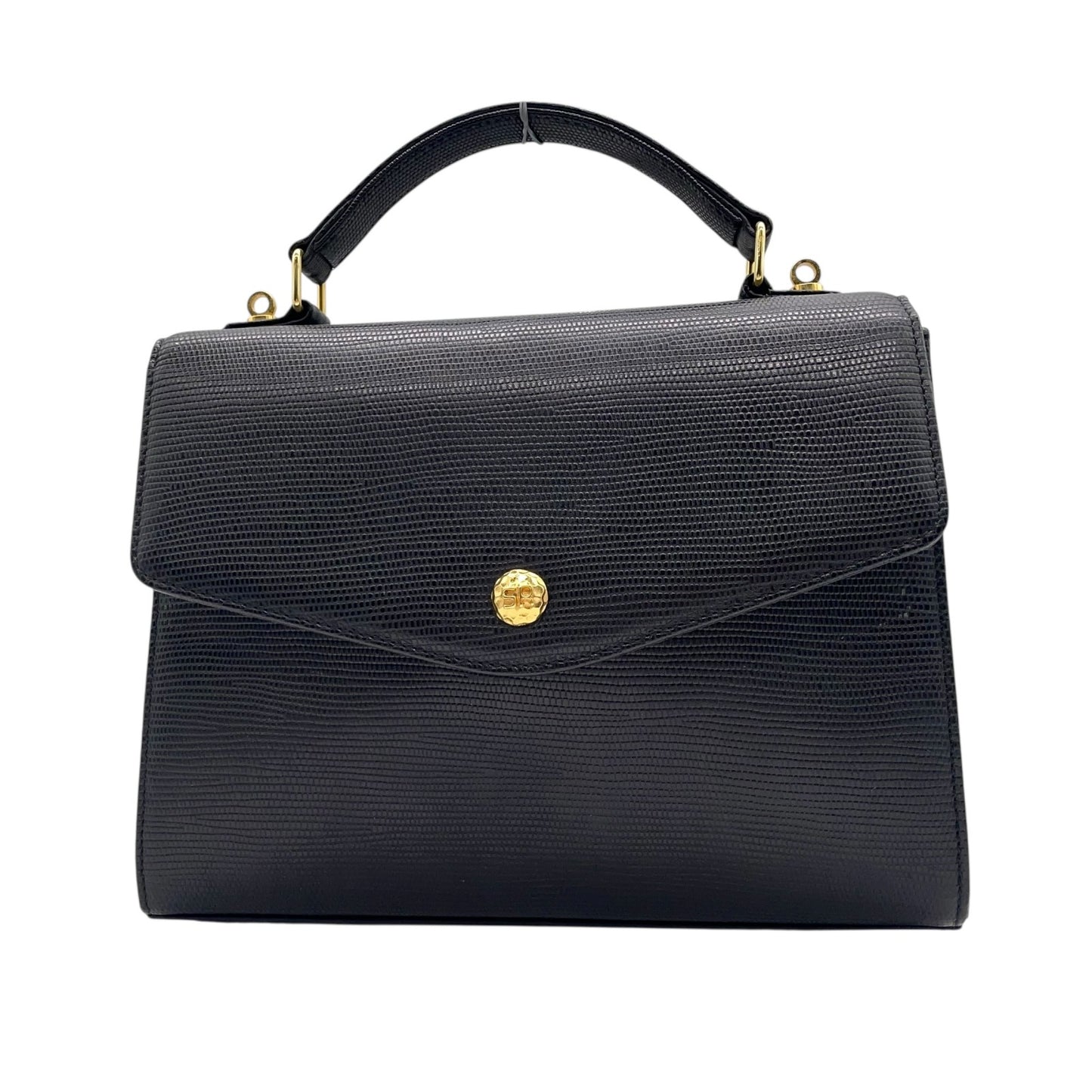 ソニアリキエル SONIA RYKIEL 型押し レザー ハンドバッグ ショルダーバッグ 2WAY 黒 ブラック 金金具 ゴールド金具 フォーマル S51