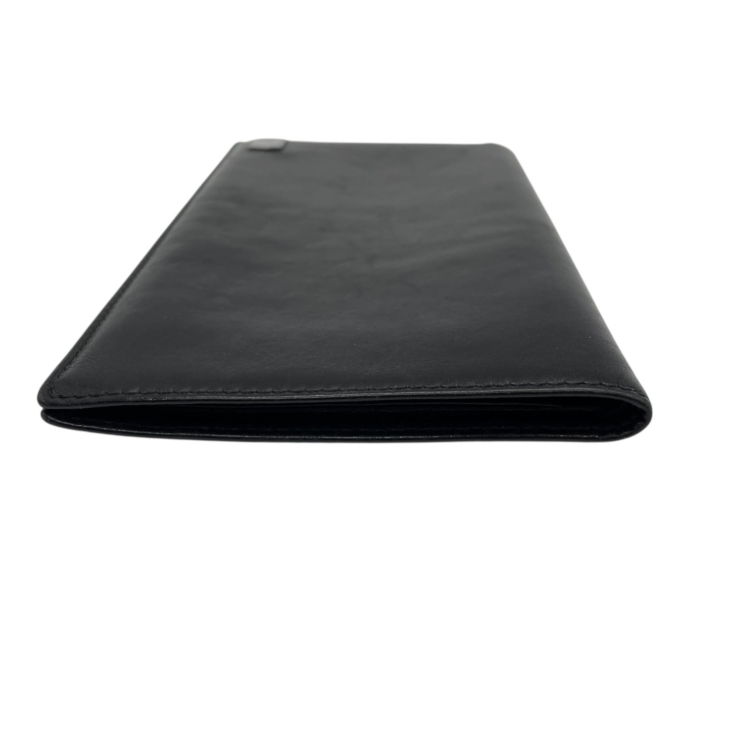 グッチ GUCCI 二つ折り 長財布 札入れ 黒 ブラック レザー シルバー金具 ロゴプレート メンズ 小銭入れなし M5