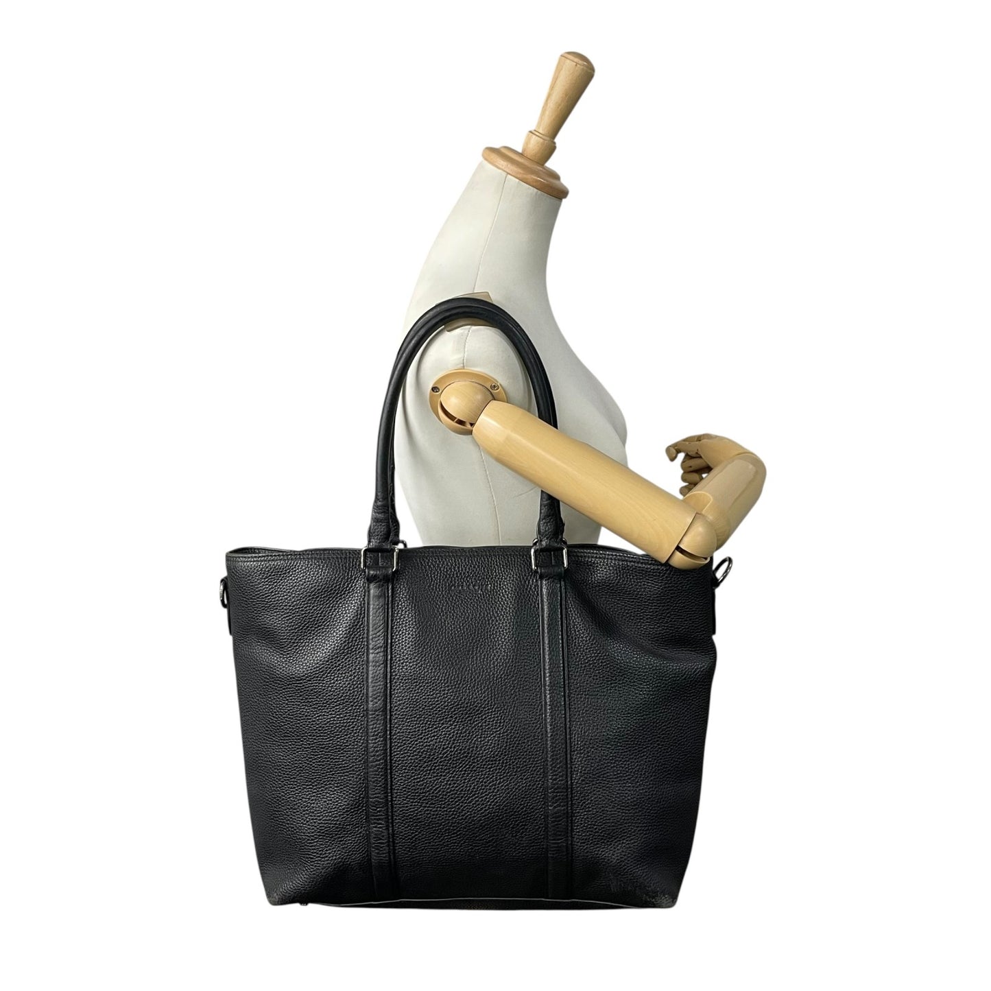 COACH コーチ 2WAY トートバッグ ショルダーバッグ 黒 ブラック レザー シボ革 シルバー金具 ロゴ 肩掛け可 斜め掛け可 ビジネス メンズ レディース J