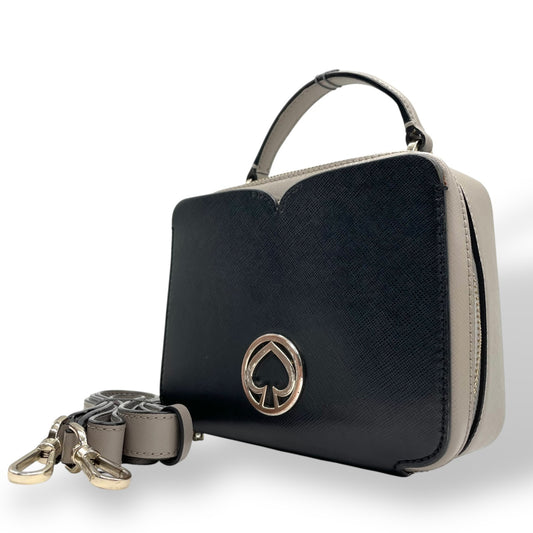 ケイトスペード kate spade ニコラ 2WAY ハンドバッグ ショルダーバッグ ミニバッグ 黒 ブラック グレー レザー シルバー金具 クロスボディ 斜め掛け可 カメラバッグ レディース S30