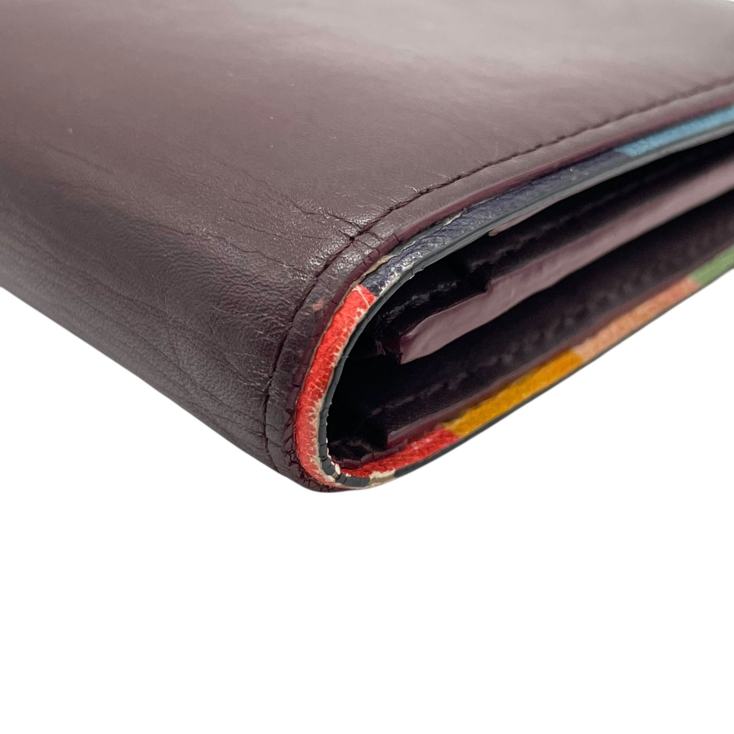 ポールスミス Paul Smith 長財布 折り財布 インサイドマルチストライプ マルチカラー レザー ボルドー ワインレッド 財布 3