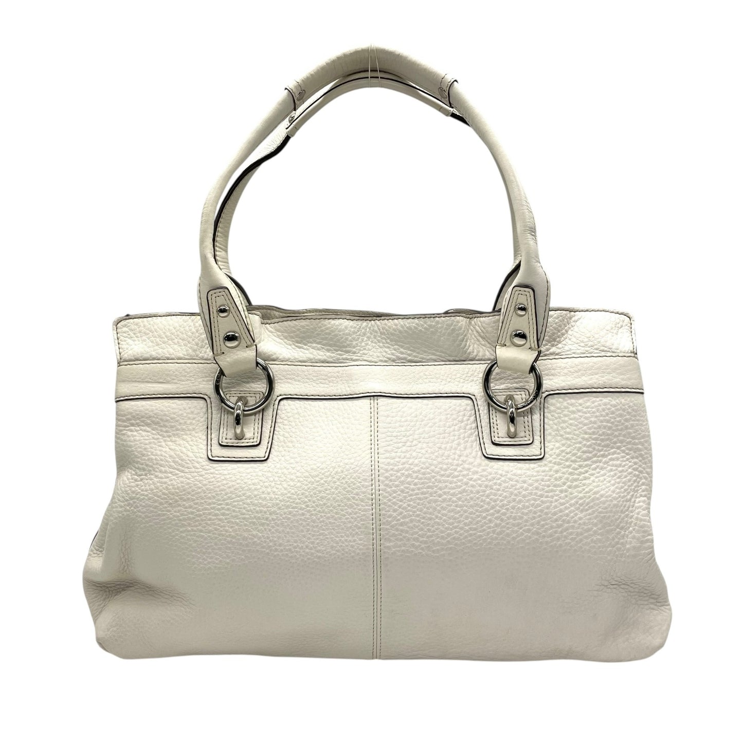 コーチ COACH トートバッグ 13160 ホワイト 白 レザー シルバー金具 ブラウン 茶色 チャーム付き A4対応 通勤 通学 S93