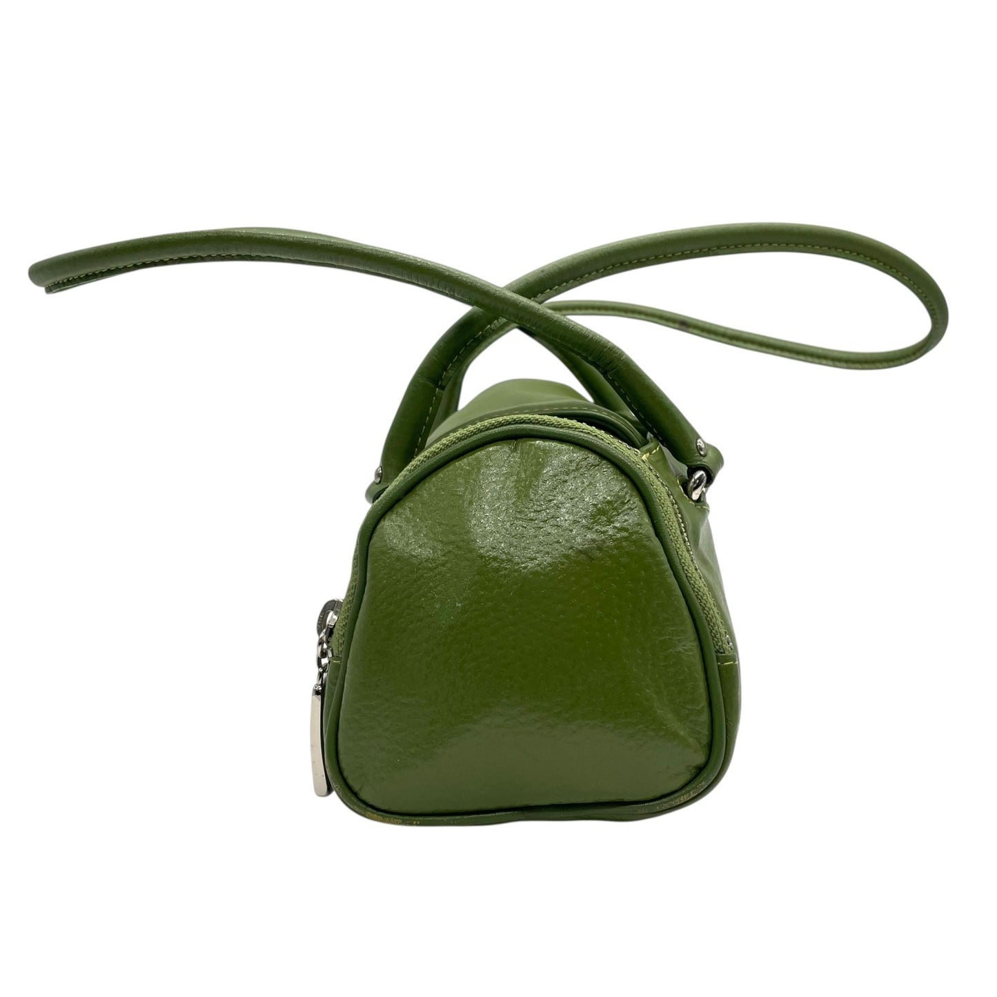 コールハーン COLE HAAN ハンドバッグ ロングハンドル レザー グリーン 緑 若草色 シルバー金具 バゲット型 スリムデザイン T3