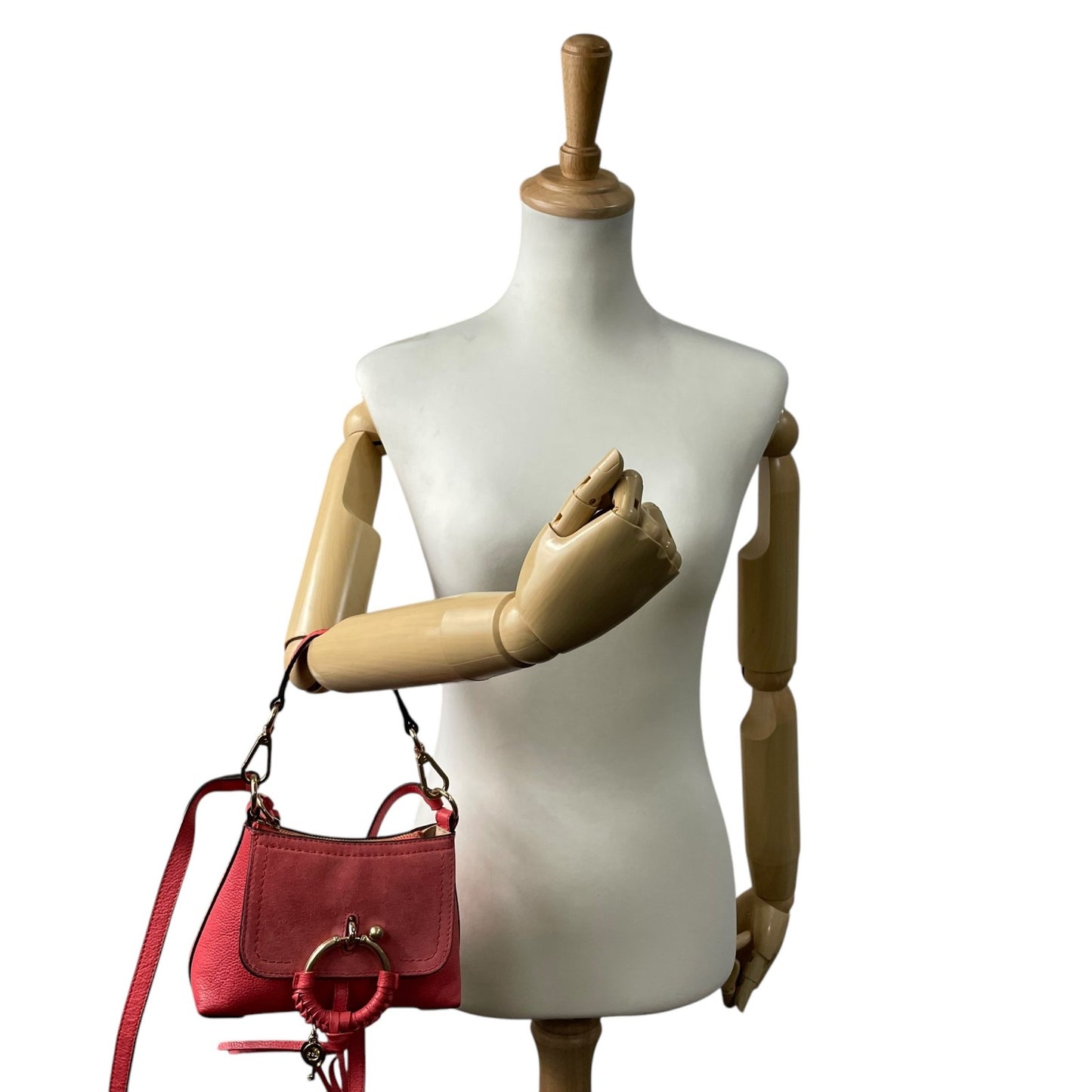 美品 シーバイクロエ ２WAY ハンドバッグ ショルダー ジョアンミニ スウェード レザー ピンク レディース フラップ K7