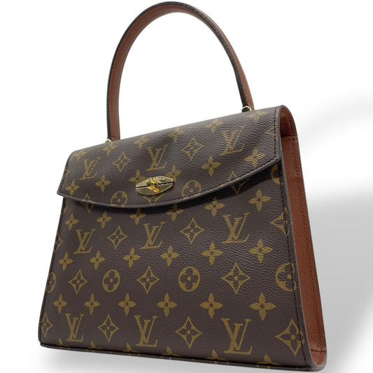 Authentic LOUIS VUITTON Monogram Marzelive Handbag M51379 Brown PVC Leather Gold Hardware Top Handle Flap Closure Women's