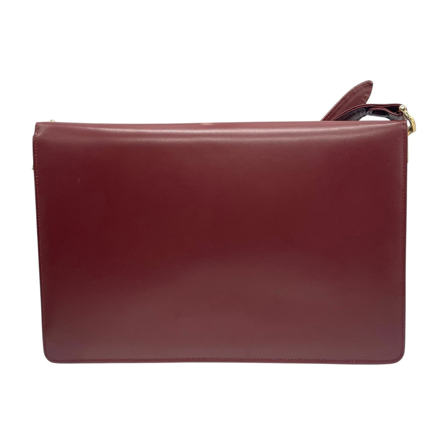 美品 Cartier カルティエ マストライン ショルダーバッグ レザー 赤 ボルドー ワインレッド フラップ開閉 ゴールド金具 肩掛け可 レディース 2Cモチーフ B5