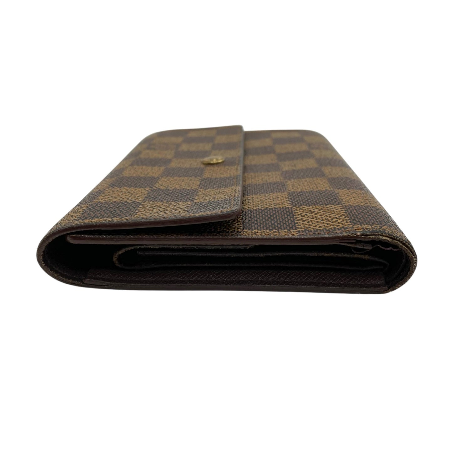 LOUIS VUITTON ルイヴィトン ダミエ エベヌ ポルト トレゾール エテュイ パピエ 三つ折り財布 N61202 茶 ブラウン PVC レザー ゴールド金具 メンズ レディース W3