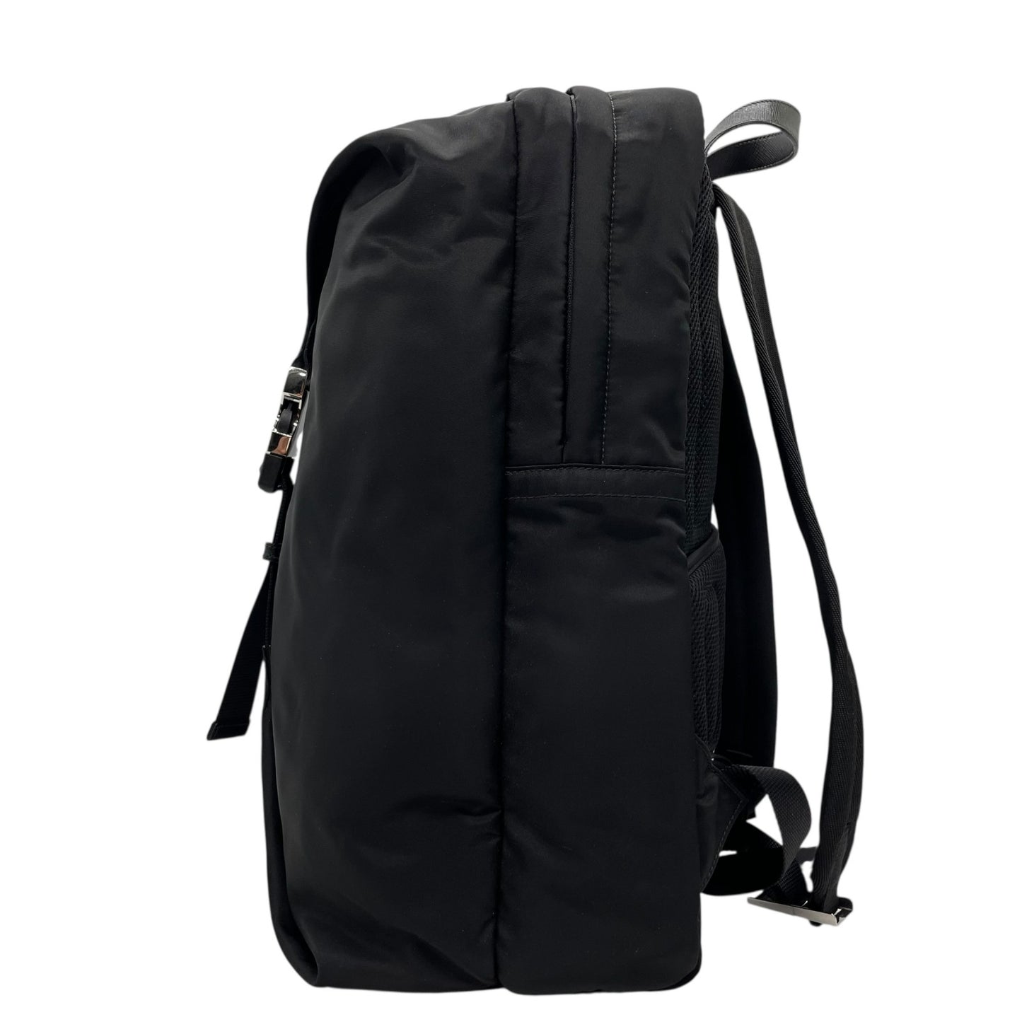 美品 PRADA プラダ リュックサック バッグパック リナイロン トライアングルロゴ 2VZ028 黒 NERO ブラック シルバー金具 メンズ C