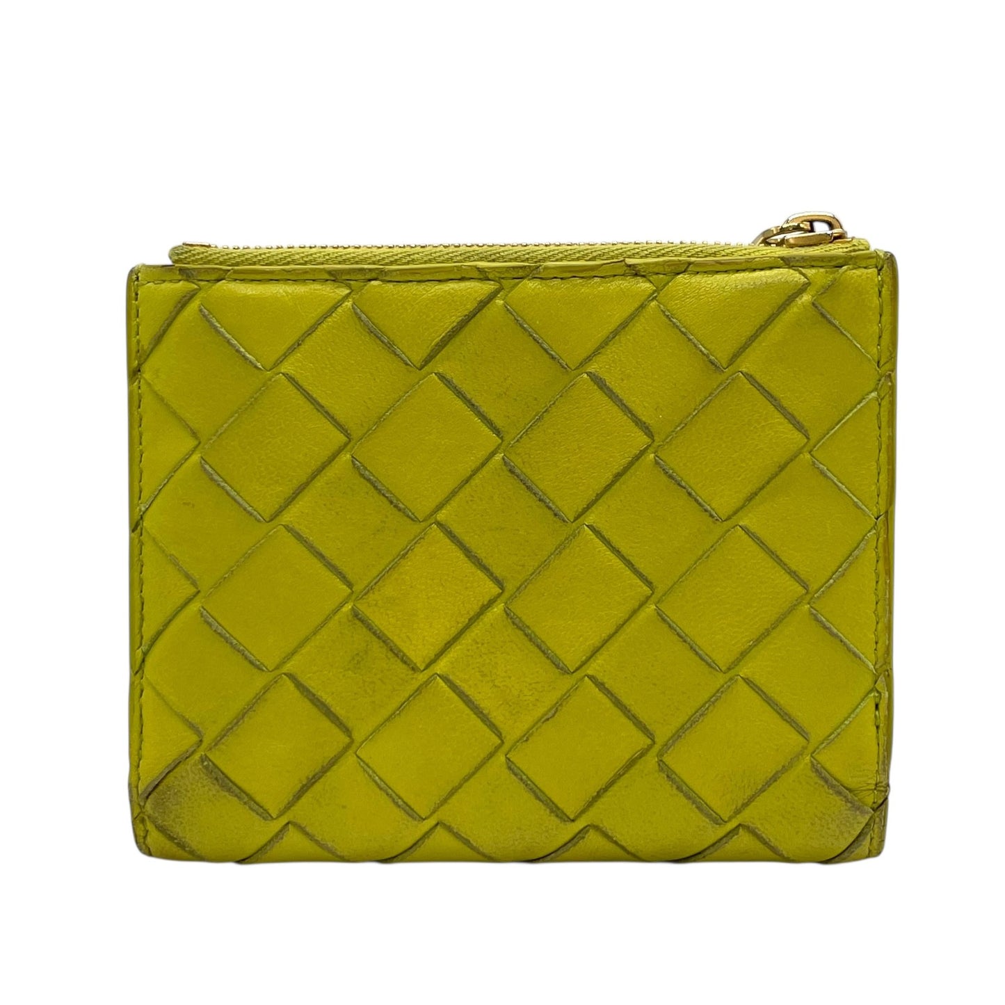 BOTTEGA VENETA ボッテガヴェネタ イントレチャート 二つ折り財布 コンパクトウォレット 緑 キウイグリーン レザー ゴールド金具 レディース M4