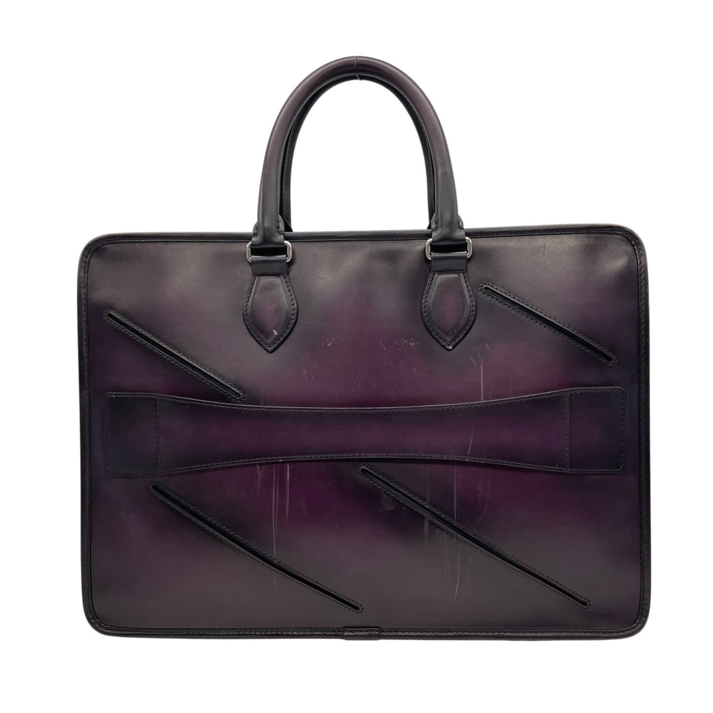Authentic Berluti Un Jour Briefcase Purple Leather Slit Design Business Bag 2023 FW