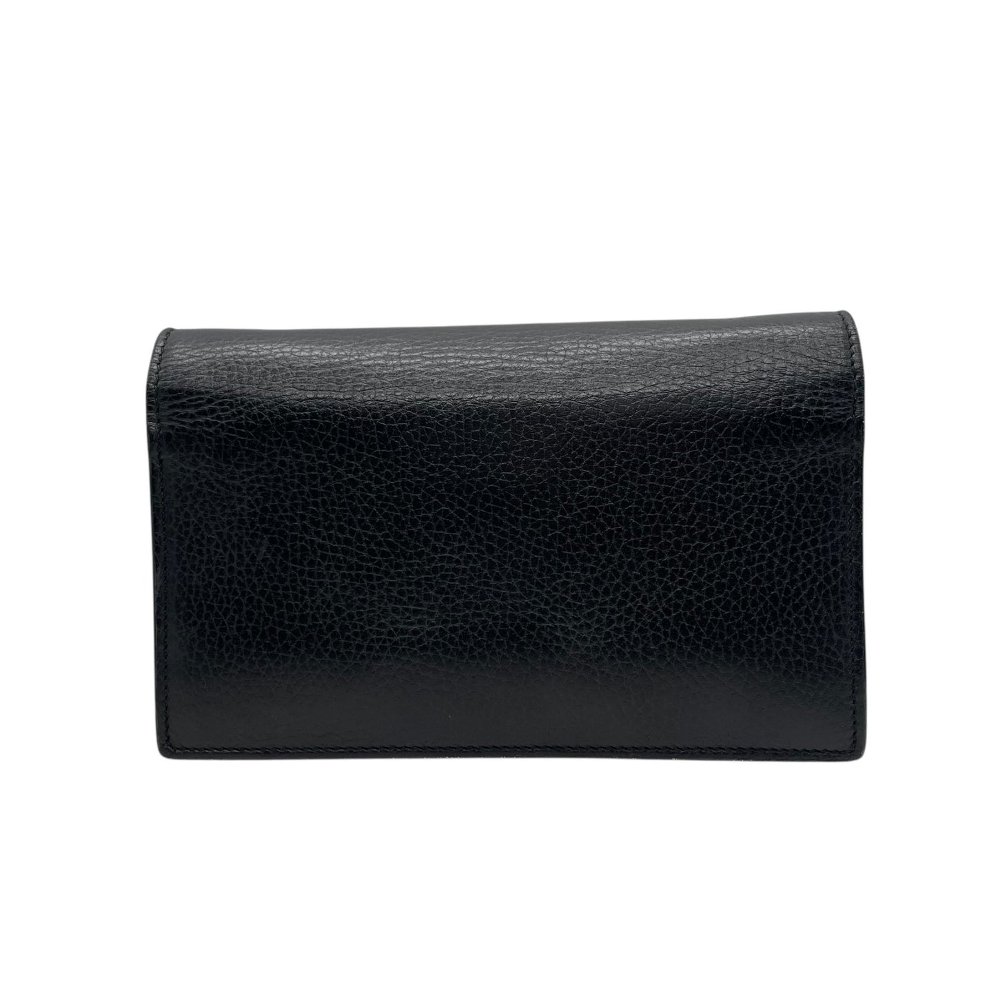 美品 GUCCI グッチ インターロッキングG ウォレットバッグ 510314 チェーンショルダー 長財布 ショルダーバッグ 黒 ブラック レザー ゴールド金具 GG 斜め掛け 箱付き レディース W1