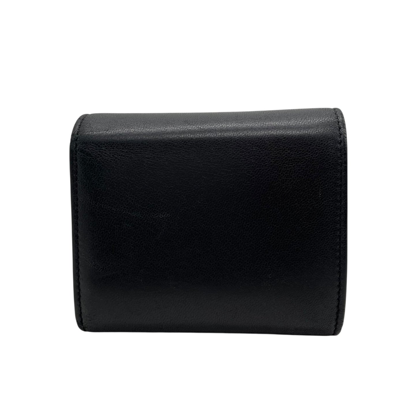 Authentic CELINE Triomphe Compact Wallet Black Leather Gold Hardware with Box