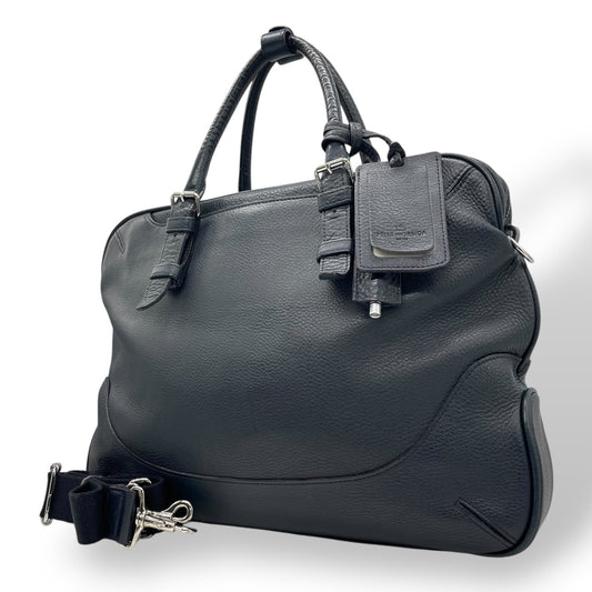 美品 PELLE MORBIDA ペッレモルビダ メイデンヴォヤージュ ビジネスバッグ オールレザー 2WAY ボストンバッグ ショルダーストラップ付 ブラック メンズ 書類鞄 正規品 ネームタグ ホイッスル付き B4