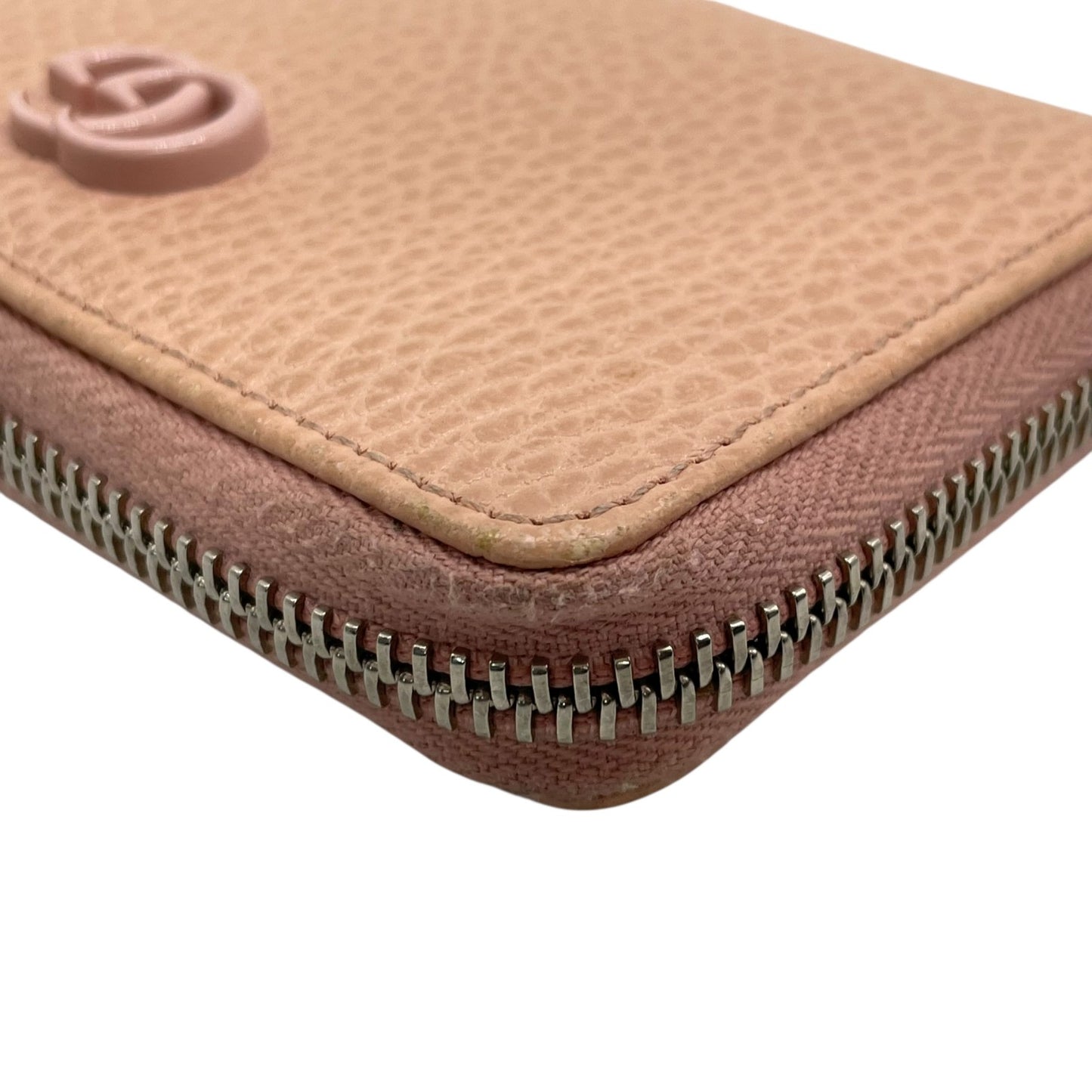 極美品 グッチ GUCCI カードケース 644412 レザー ピンクベージュ ダブルG マーモント コインケース ミニ財布 コンパクト ウォレット 小銭入れ M2