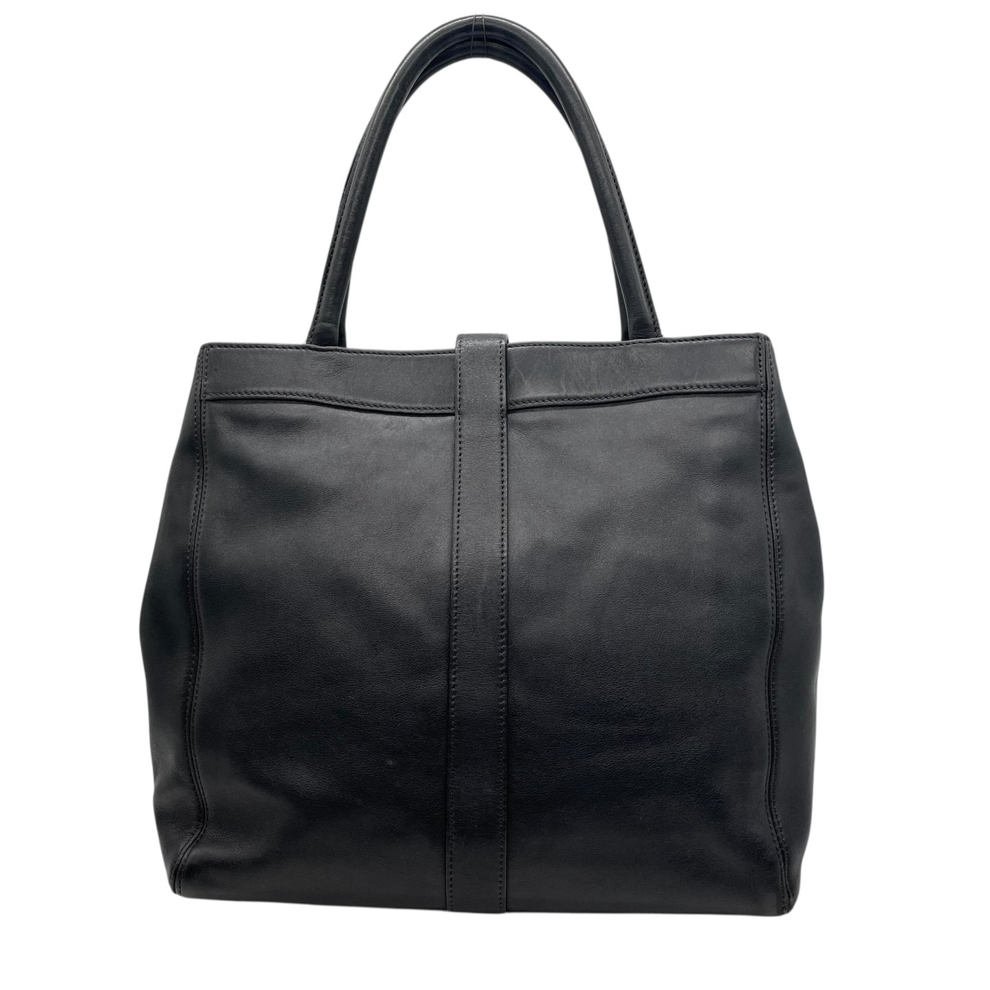 CHANEL シャネル トートバッグ ブラック 黒 カーフレザー 本革 ココマーク ターンロック ハンドバッグ 大容量 ヴィンテージ シール有 正規品 C