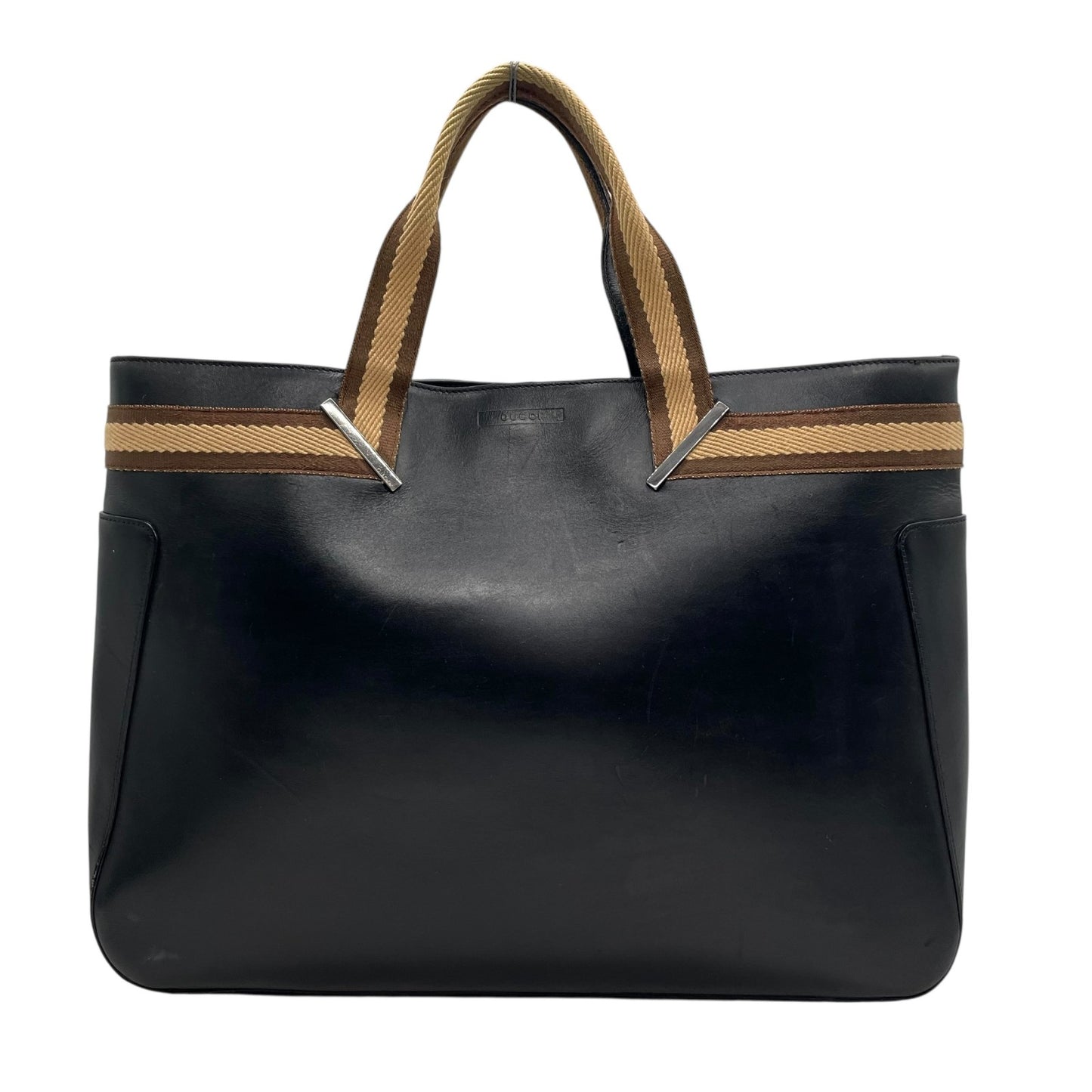 GUCCI グッチ シェリーライン トートバッグ ハンドバッグ 黒 ブラック レザー シルバー金具 ブラウン ベージュ 手提げ マグネット開閉 メンズ レディース K3