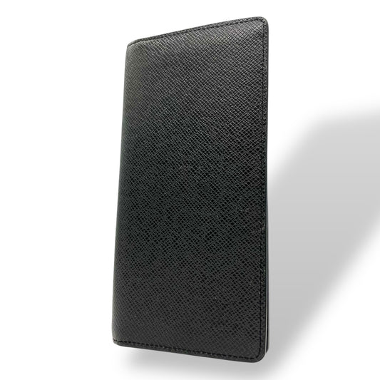 美品 LOUIS VUITTON ルイヴィトン タイガ ポルトフォイユ・ロン 二つ折り 長財布 M33402 レザー 黒 ブラック メンズ W5