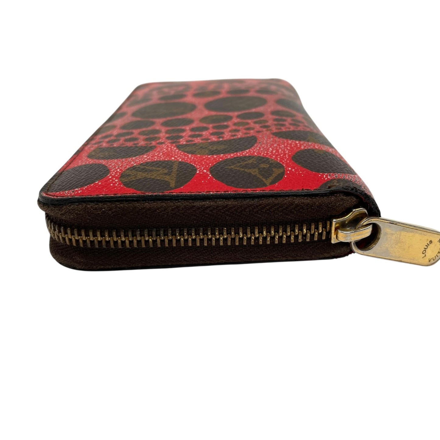 廃盤品 希少 LOUIS VUITTON ルイヴィトン ジッピーウォレット 草間彌生 パンプキンドット モノグラム ブラウン ルージュ 長財布 ラウンドファスナー 限定 廃盤 M60450 レディース w5