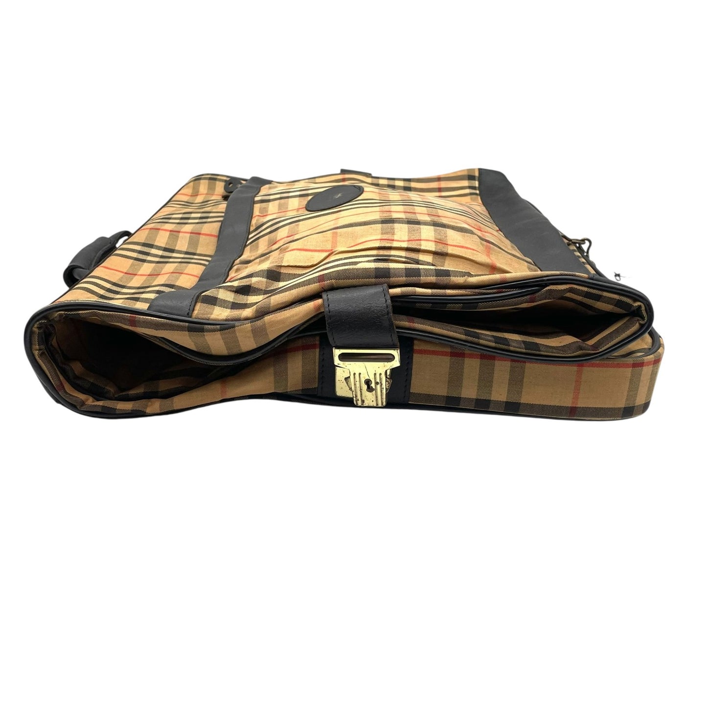 BURBERRY バーバリー ガーメントバッグ ノバチェック トラベルバッグ ベージュ ブラック キャンバス レザー ゴールド金具 ヴィンテージ メンズ X