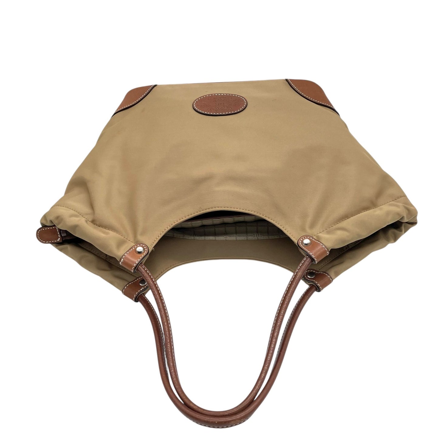 ダックス DAKS トートバッグ ナイロン×レザー ベージュ 茶色 ブラウン A4収納可 レディース メンズ兼用 S68