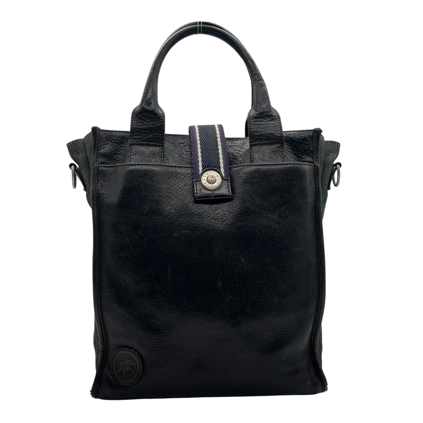 ハンティングワールド HUNTING WORLD トートバッグ ハンドバッグ レザー×キャンバス 黒 ブラック メンズ S68