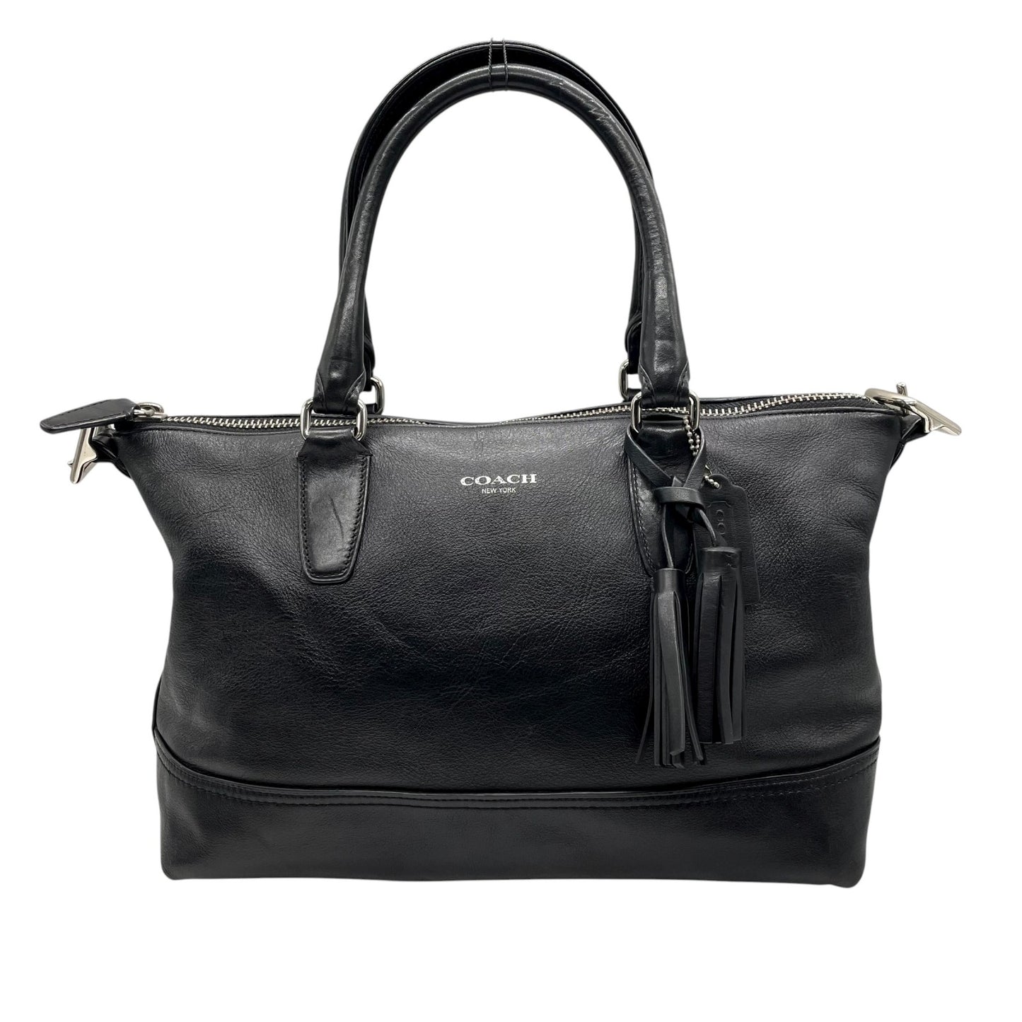 COACH コーチ 2WAYショルダーバッグ ハンドバッグ トートバッグ レザー タッセルチャーム付き ブラック 黒 S90