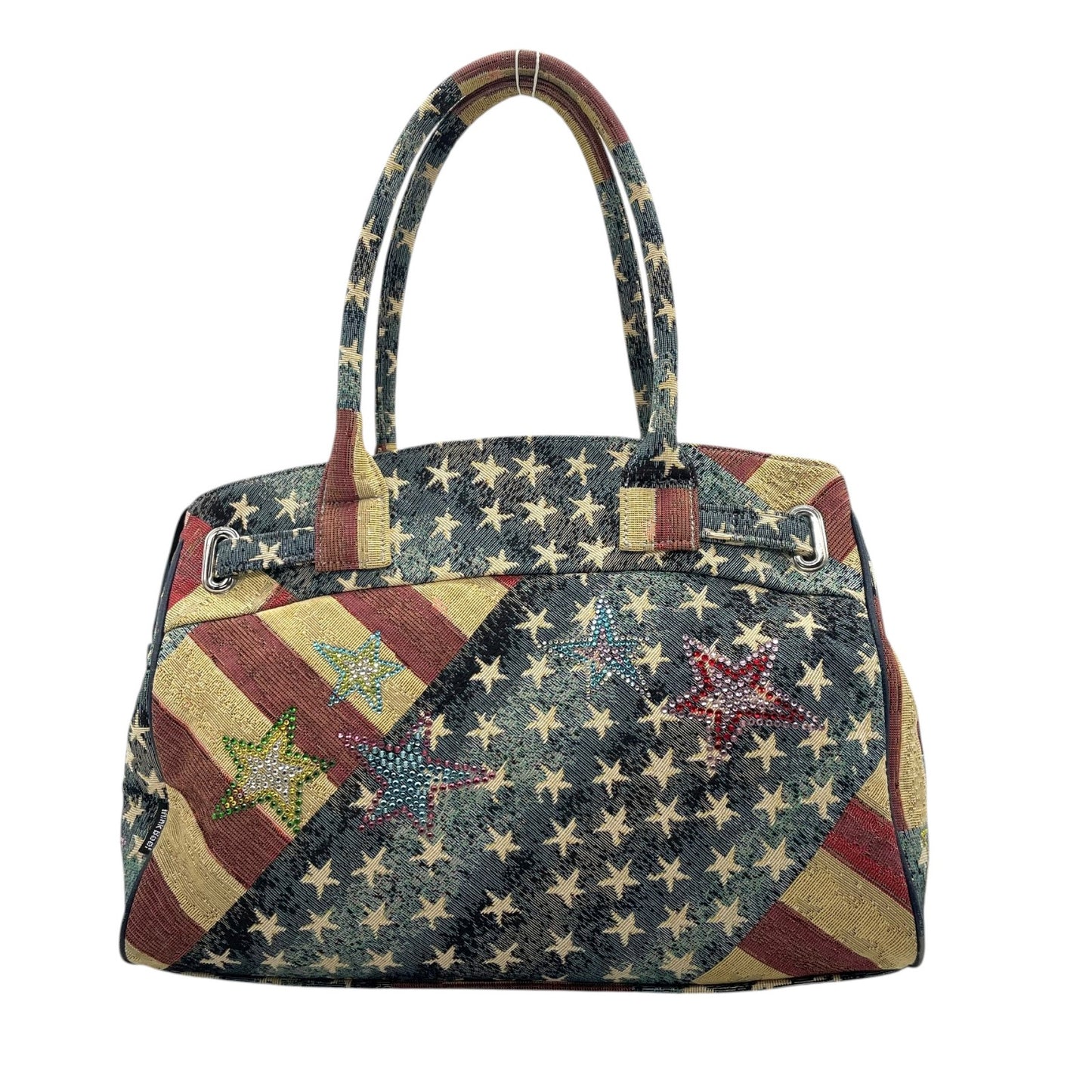 シンクビー Think Bee! ハンドバッグ トートバッグ アメリカ国旗 星柄 ラインストーン スパンコール マルチカラー デニム S90