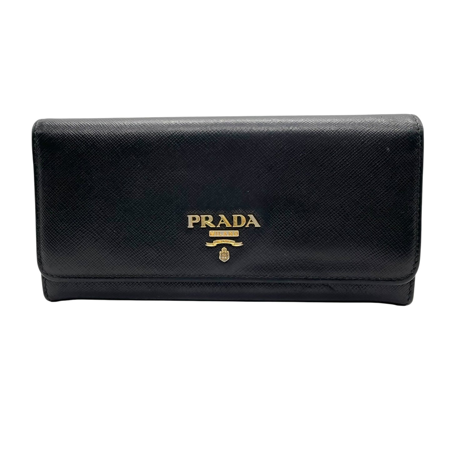 プラダ PRADA 長財布 ブラック 黒 NERO サフィアーノレザー ゴールド金具 ロゴ 1MH132/2D93/F0002 メンズ レディース M1