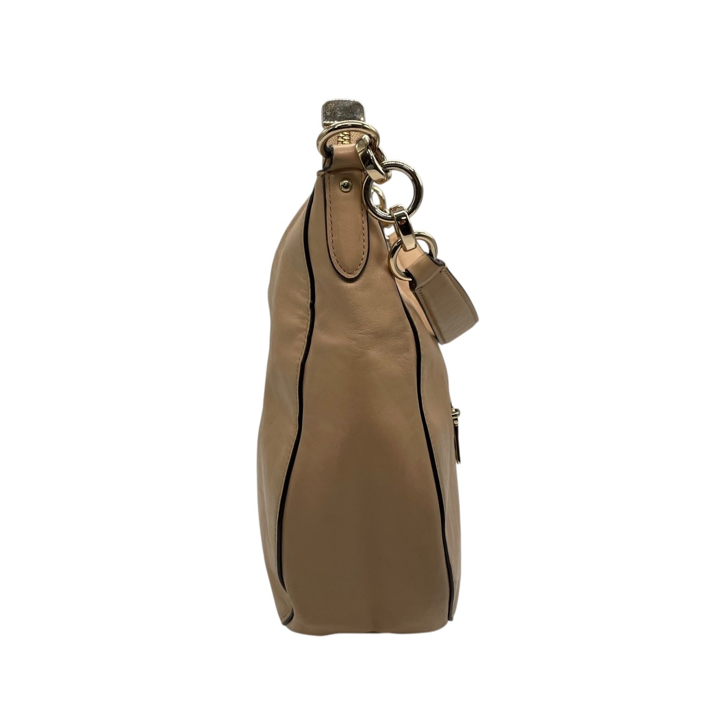 COACH コーチ チェルシー ワンショルダーバッグ ハンドバッグ ピンクベージュ レザー ゴールド金具 ホーボー 肩掛け可 ロゴ レディース T4