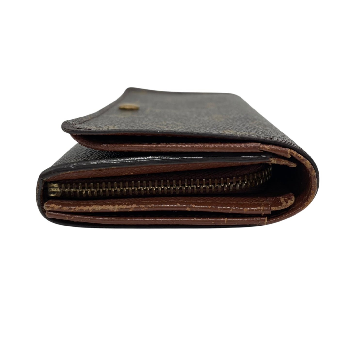 ルイ・ヴィトン LOUIS VUITTON LV モノグラム ポルトモネ ビエ トレゾール 三つ折り財布 M61730 茶色 ブラウン レザー PVC 金金具 ゴールド シリアル刻印 W1