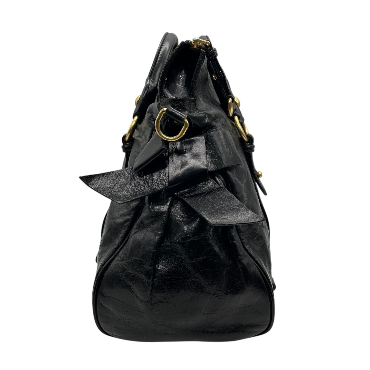 MIUMIU ミュウミュウ ハンドバッグ レザー ブラック【中古】 レディース