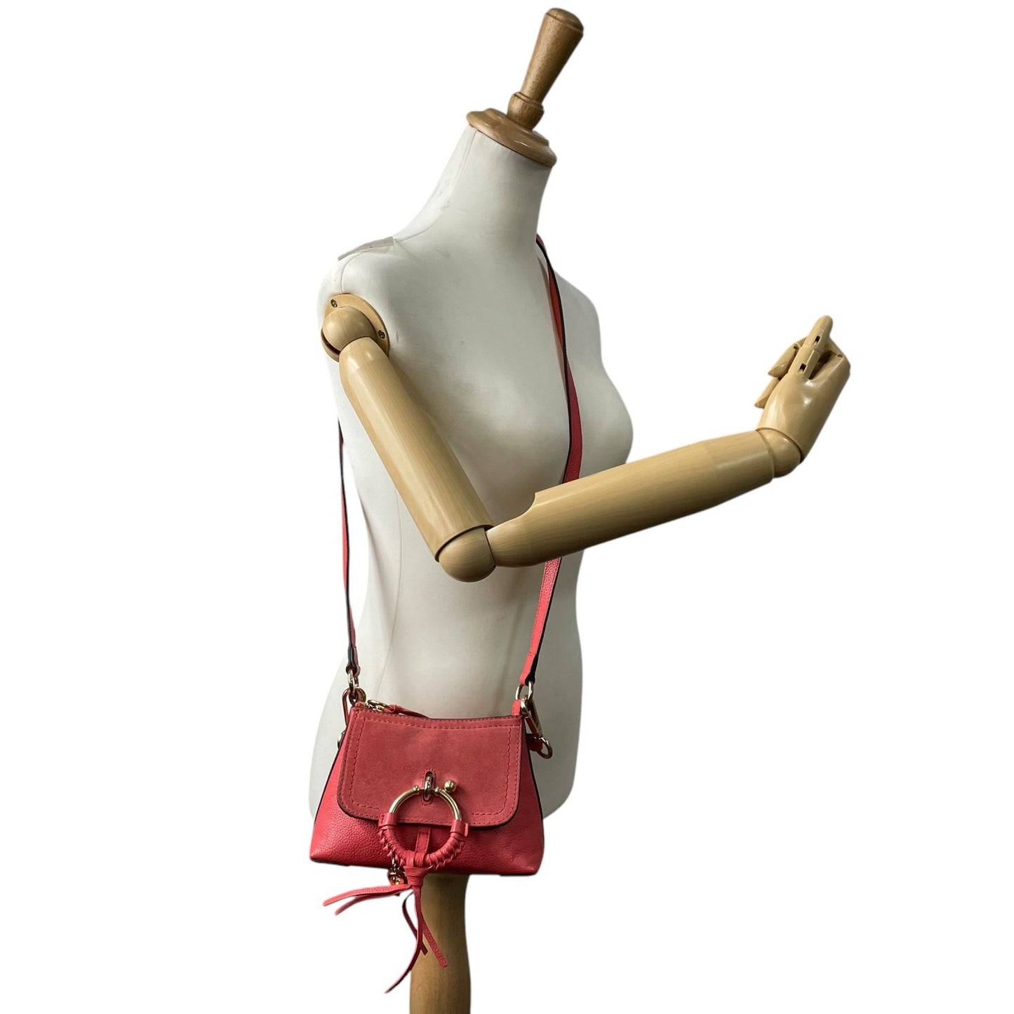 美品 シーバイクロエ ２WAY ハンドバッグ ショルダー ジョアンミニ スウェード レザー ピンク レディース フラップ K7