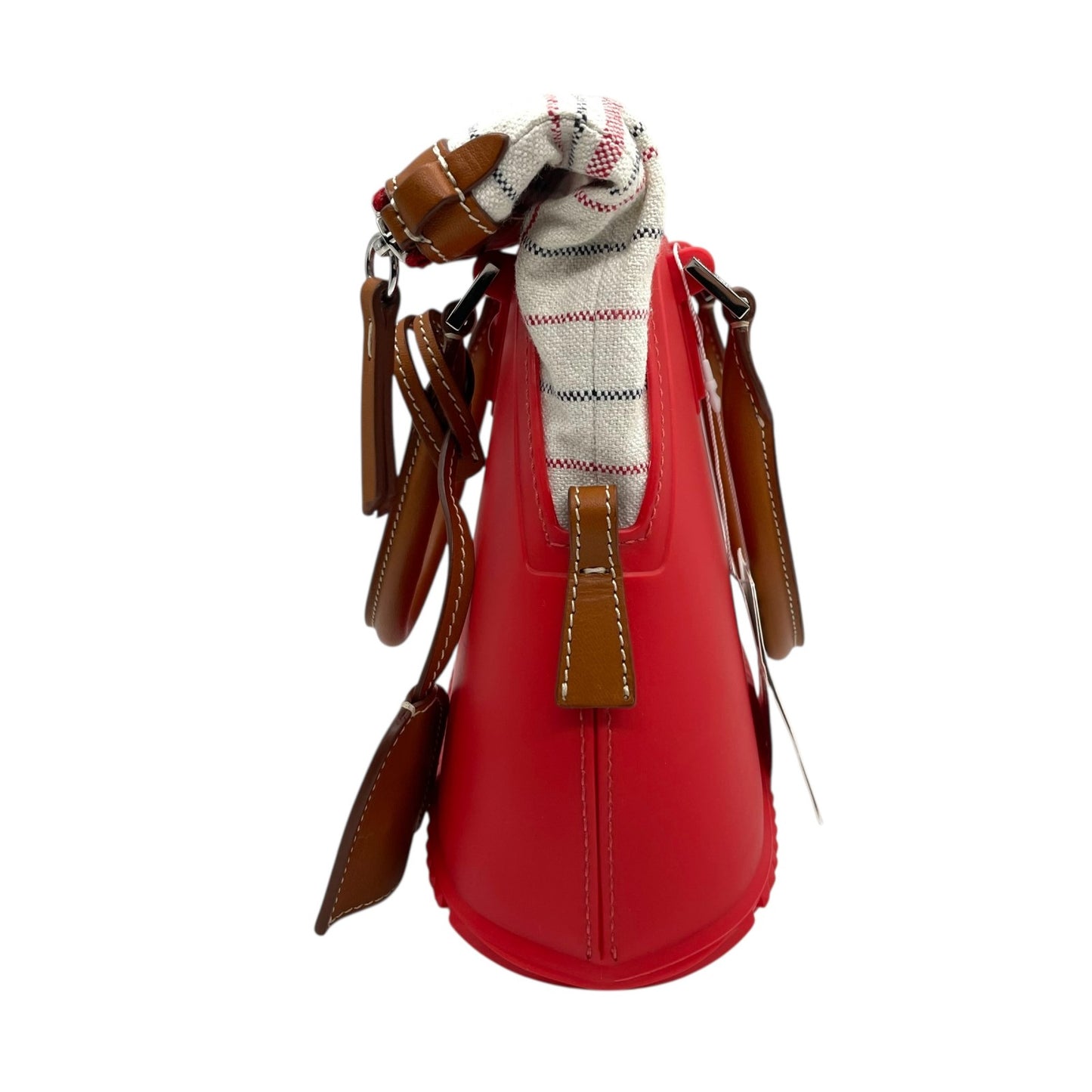 Excellent Authentic Maison Margiela 5AC 2WAY Handbag Mini Bag Red Leather Canvas Checkered SB3WG0009 Crossbody Padlock