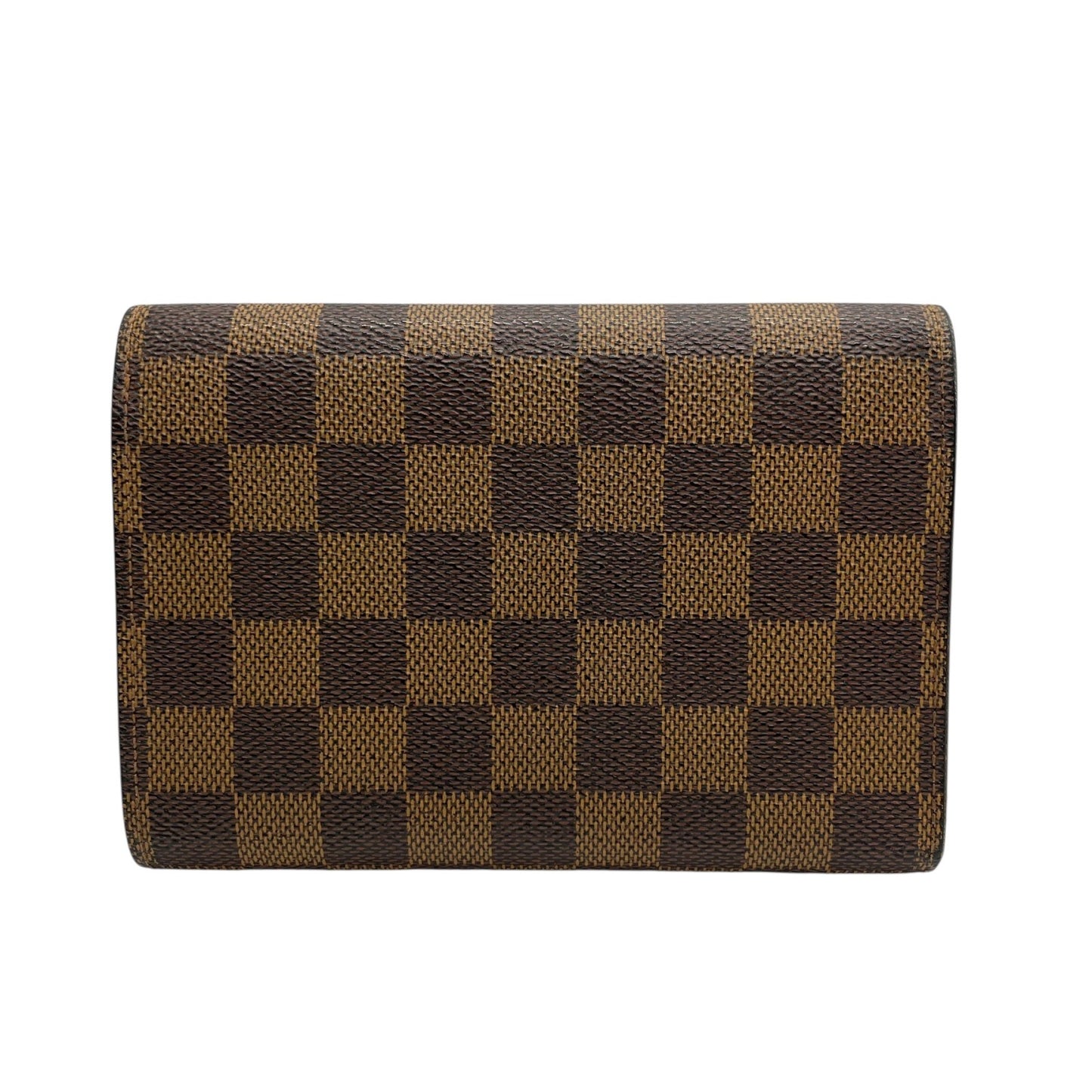 LOUIS VUITTON ルイヴィトン ダミエ エベヌ ポルト トレゾール エテュイ パピエ 三つ折り財布 N61202 茶 ブラウン PVC レザー ゴールド金具 メンズ レディース W3