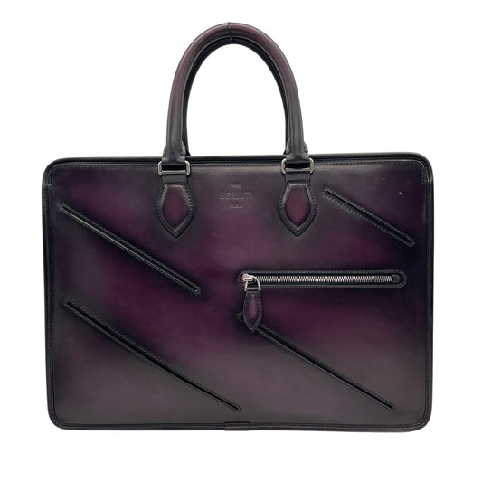 Authentic Berluti Un Jour Briefcase Purple Leather Slit Design Business Bag 2023 FW