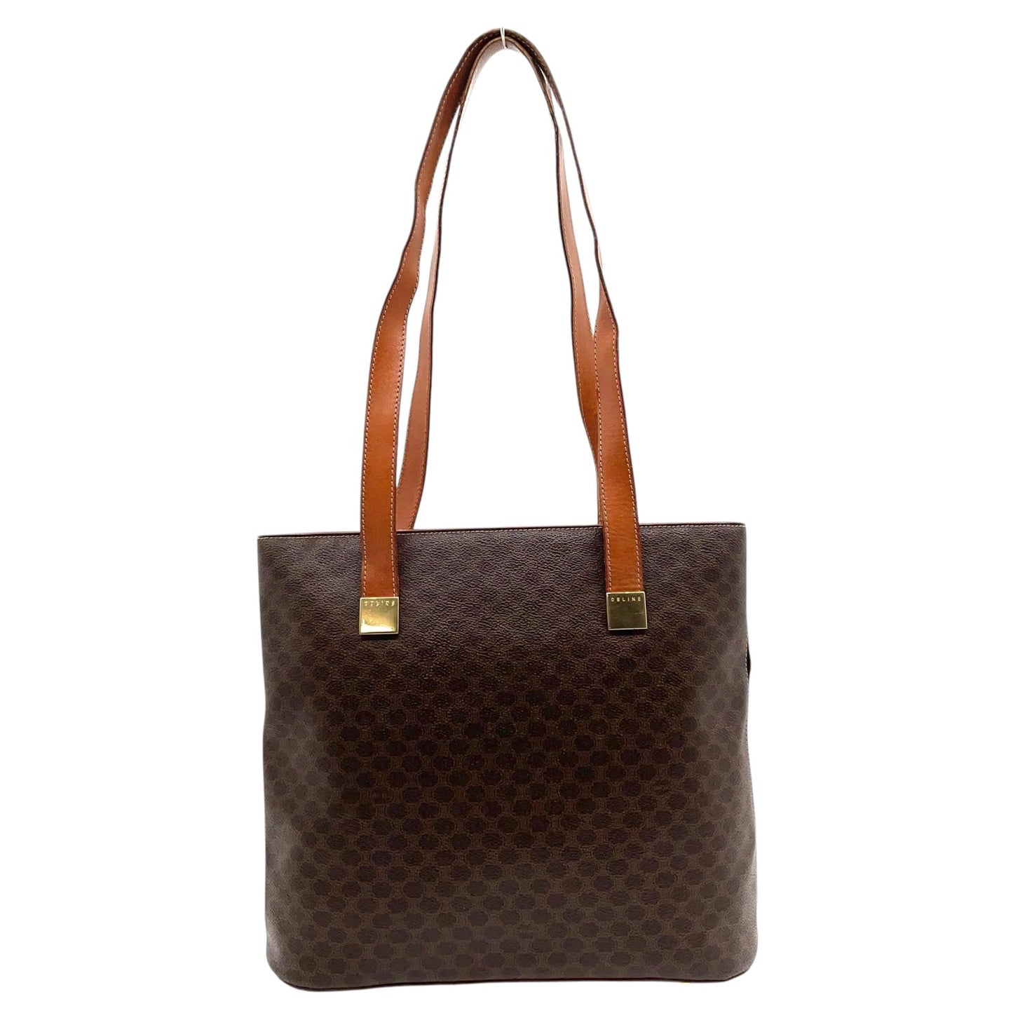 CELINE セリーヌ マカダム トートバッグ 茶 ブラウン PVC レザー ゴールド金具 ワンショルダー 肩掛け可 A4収納 レディース ヴィンテージ D1