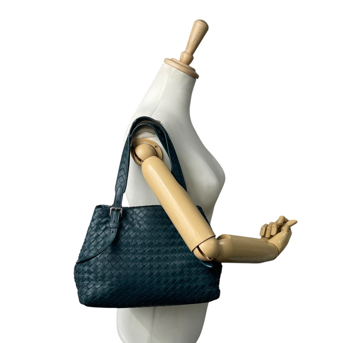 BOTTEGA VENETA ボッテガヴェネタ イントレチャート トートバッグ レザー ダークグリーン 肩掛け可 ハンドバッグ レディース 正規品 D