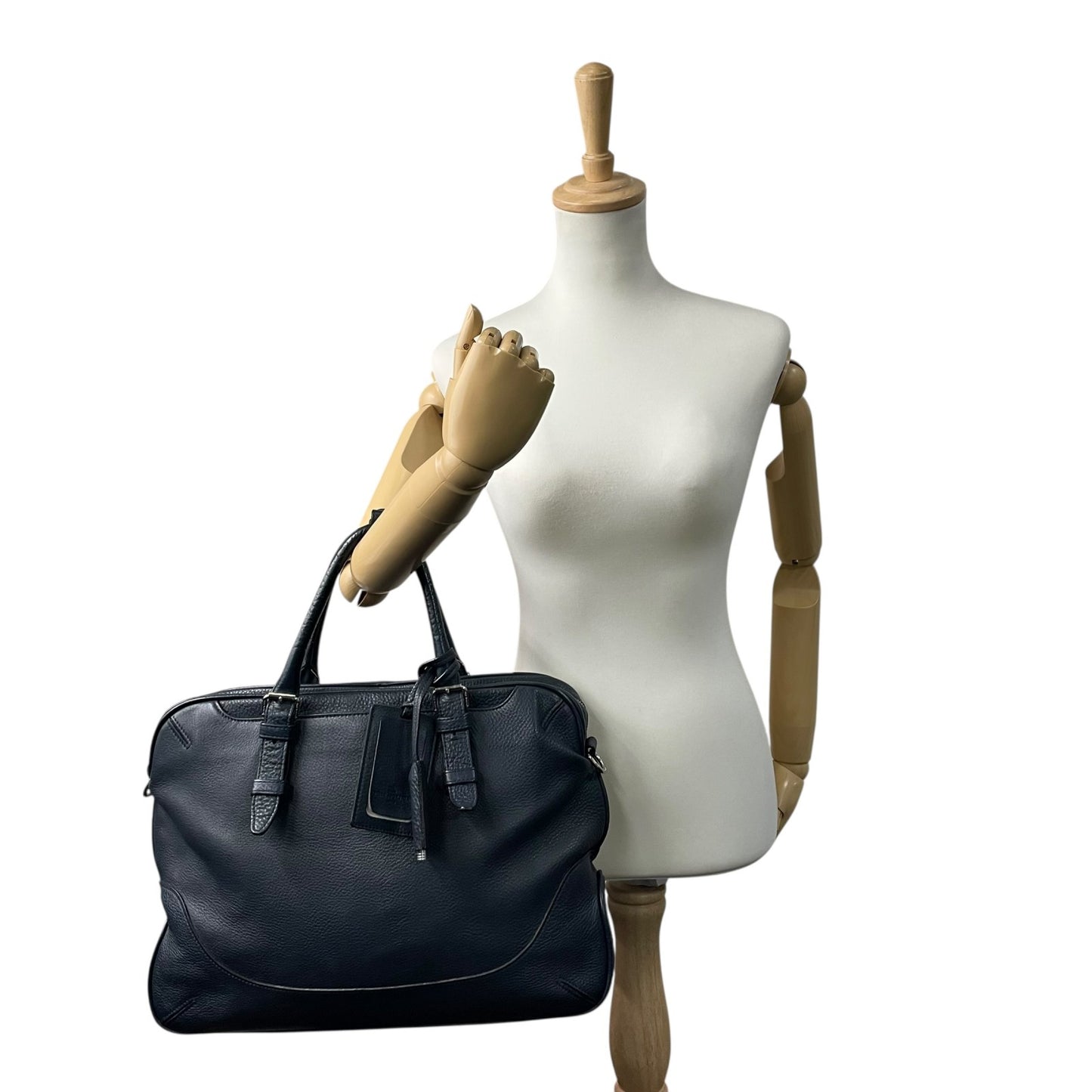 美品 PELLE MORBIDA ペッレモルビダ メイデンヴォヤージュ ビジネスバッグ オールレザー 2WAY ボストンバッグ ショルダーストラップ付 ブラック メンズ 書類鞄 正規品 ネームタグ ホイッスル付き B4