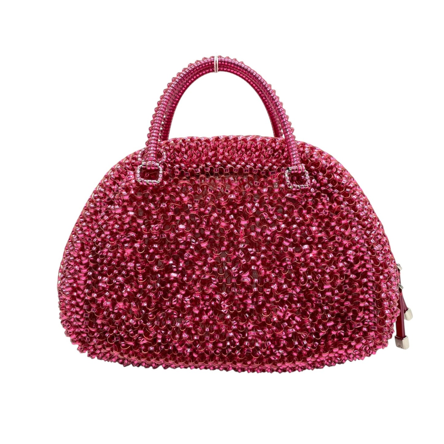 国内タイトル 美品 ANTEPRIMA アンテプリマ カルツォーネ 2WAY ハンドバッグ ワイヤーバッグ ピンク ショルダーバッグ チェーンショルダー クロスボディ シルバー金具 D4