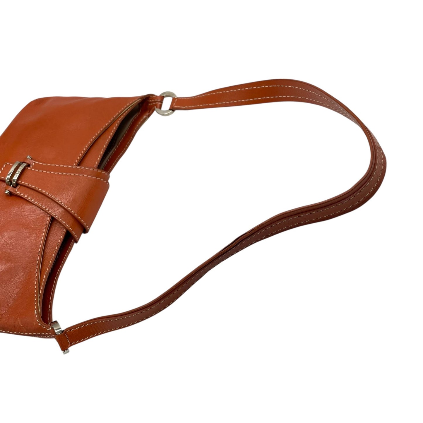 CELINE セリーヌ ショルダーバッグ ワンショルダー ベルトデザイン オレンジ ヴィンテージ シルバー金具 本革 レザー K6